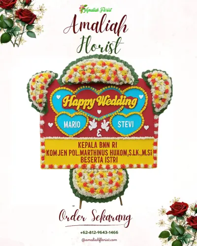 Karangan Papan Bunga Pernikahan di Songgodadi